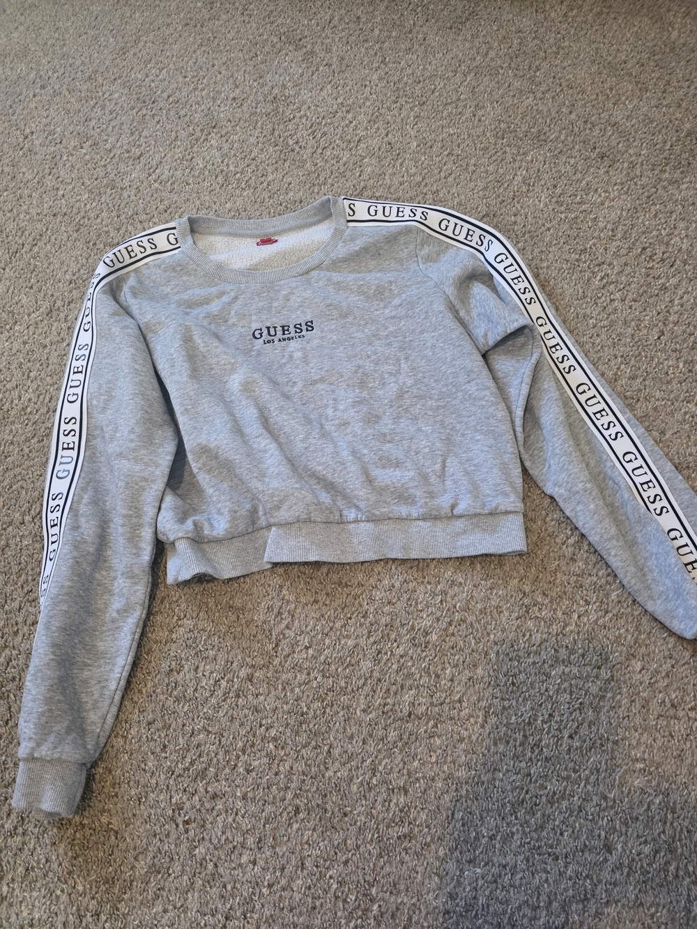 GUESS Women's Grey Logo Cropped Sweatshirt